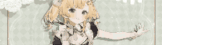 a girl in a maid costume is standing in front of a wall with her arms outstretched .