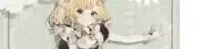 a girl in a maid costume is standing in front of a wall with her arms outstretched .