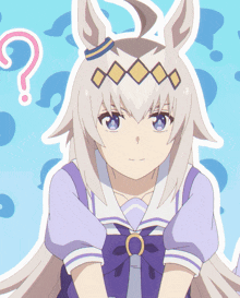 a cartoon drawing of a girl with a question mark behind her