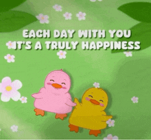each day with you it 's a truly happiness with two ducks in the grass .