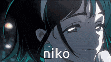a drawing of a girl with the name niko on the bottom right