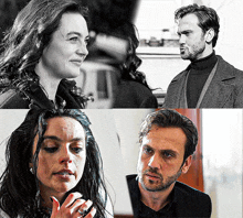 a man and a woman are shown in black and white
