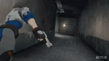 a netflix ad for a video game shows a robot shooting a laser