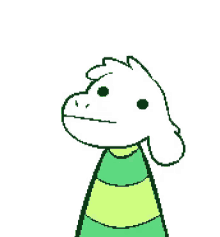 a pixel art drawing of a goat wearing a green and yellow striped sweater .