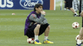 Messi Sitting On Ball Thinking GIF