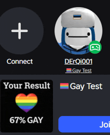 a screenshot of derqi001 's profile shows a rainbow heart and a rainbow flag