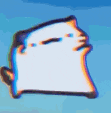 a blurry picture of a person 's face against a blue background