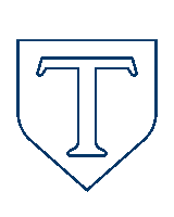 a line drawing of a shield with the letter t on it