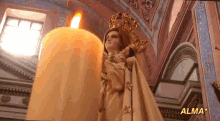 virgen de la candelaria candle zoom in church