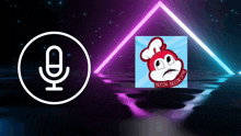 a microphone icon next to a jollibee icon