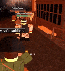 a soldier in a video game says ' y safe soldier ' at the bottom