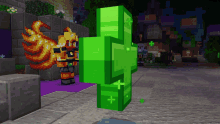 a green block with a cross on it