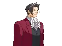 a pixel art drawing of a man in a red suit