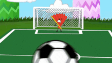a fan is holding a stick in front of a soccer ball