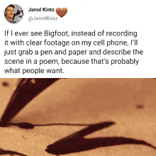 Big Foot Poem GIF - Big Foot Poem Jarod Kintz GIFs