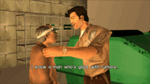 a man in a video game says " i know a man who 's good with rumors ... "