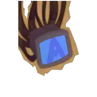 a cartoon drawing of a tv screen with the letter a on it