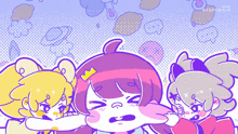 a cartoon drawing of a girl with a crown on her head and another girl