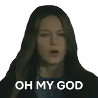 a woman with long hair has the words oh my god written on her face
