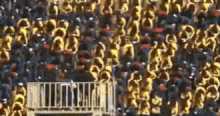 a crowd of people are gathered in a stadium with a fence in the foreground