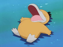 a cartoon duck with its mouth open and its tongue sticking out