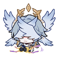 a cartoon of a person with wings and horns sitting on the ground .