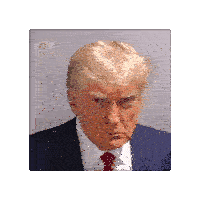 Donald Trump Mugshot Spinning Cube Sticker - Donald Trump Mugshot Spinning Cube Donald Trump Stickers
