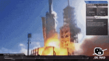 a computer screen shows a falcon heavy test flight taking place