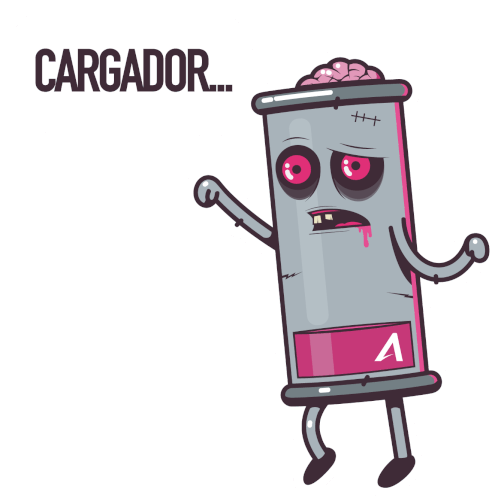 a cartoon drawing of a battery with the word cargador written above it