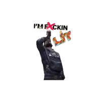 a pair of jeans that says i 'm fuckin lit on the side