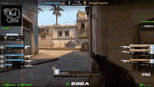 a computer screen shows a game being played by sangal esports