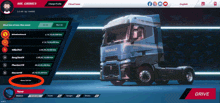 a blue renault truck is displayed on a screen