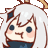 a pixel art drawing of a girl with long white hair and a bow on her head .