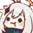 a pixel art drawing of a girl with long white hair and a bow on her head .