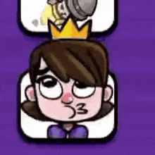 a cartoon character with a crown on his head and a chess piece on his head .