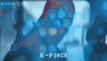 a blurred image of a person with the words " x-force " on it
