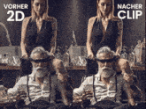 a before and after photo of a man and a woman with the words vorher 2d and nacher clip