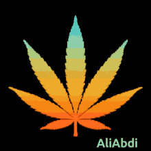 a pixel art of a marijuana leaf with the name aliabdi written below it