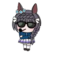 a cartoon drawing of a girl wearing sunglasses and a braided headband