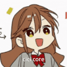 a cartoon drawing of a girl with the words cici core written on it