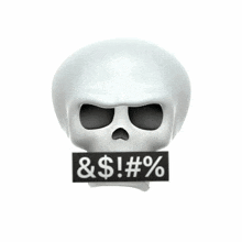 a skull with a sign that says & $ ! # % on it .