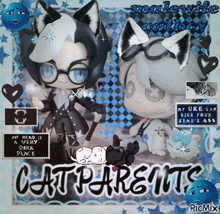 a picture of a couple of dolls with the words cat parents on the bottom