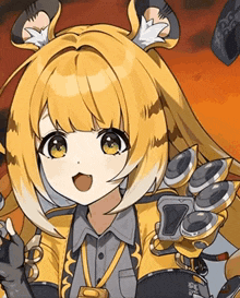 a close up of a cartoon girl with long yellow hair and a necklace .