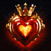 a red heart with a crown on top of it