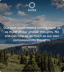 a picture of a mountain with a quote from buddha on it