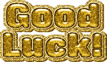 good luck gold text sparkle glitter