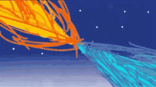 a computer generated image of a blue and orange object