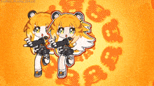 a cartoon drawing of a girl holding a gun with the word tumblr on the bottom left corner