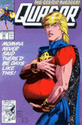 a comic book called quasar shows a pregnant man