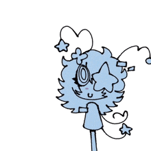 a drawing of a red cat and a blue cat with stars in their eyes
